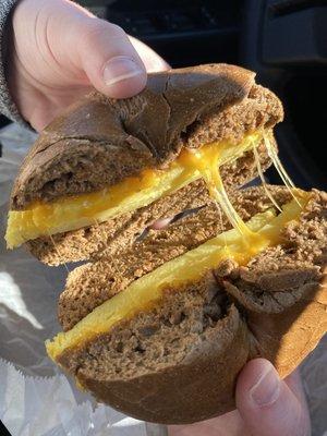 Pumpernickel egg and cheddar