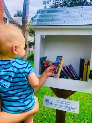 My Great Nephew at his "PaPa's" Library.