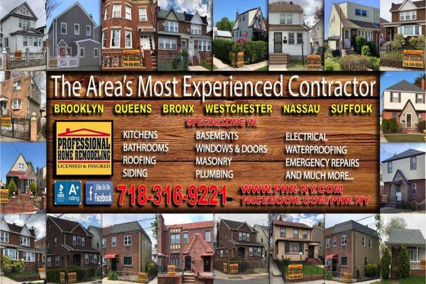 Area's Most Experienced Contractor in Brooklyn, Queens, Bronx, Westchester County, Nassau County & Suffolk County.