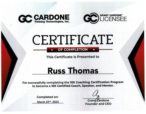 Russ Thomas - a Grant Cardone 10X Certified Business Coach