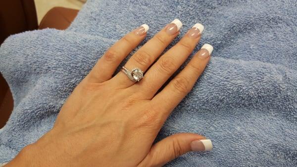 Beautiful painted pink and white French manicure by Mimi! She's efficient and excellent at her job!