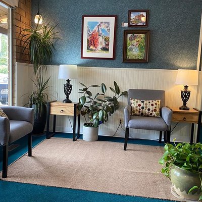 Cozy Front Room ~ For our Massage & Chiropractic Clients.   Call 541-899-2760 to schedule an appointment.