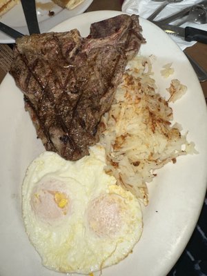 T Bone Steak and 2 Eggs