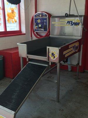 Self Serve Pet wash, indoor space, heated, warm water and you can even blow dry your animal.