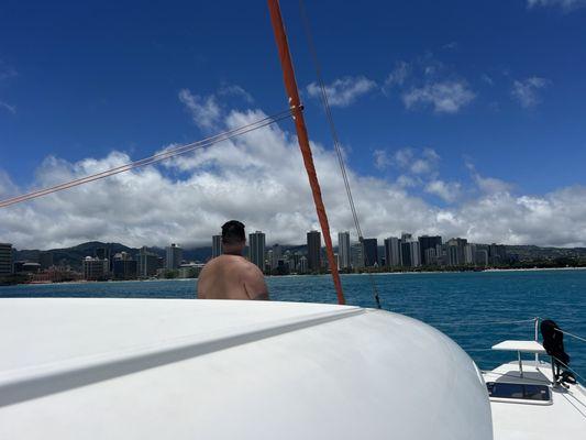 View of Waikiki from the catamaran