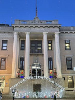 Decorated town hall building