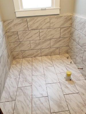 Bathroom tile install