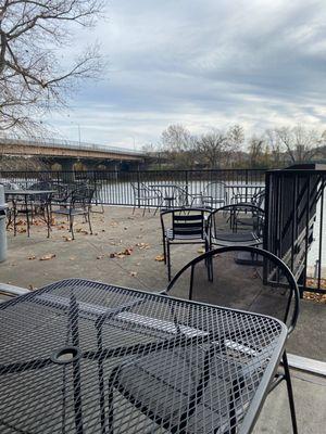 Outside patio along the river.