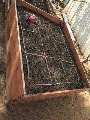 Grid Pattern drip system for vegetable garden.