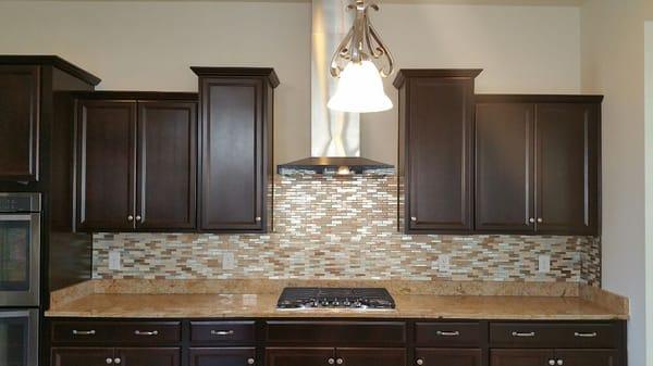 Kitchen renovation job in Gainsville,VA
Glass and stone mosaic backsplash