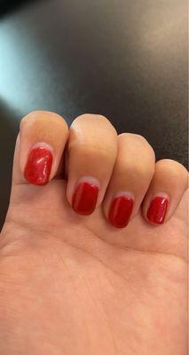 The red from my gel manicure I received several weeks ago