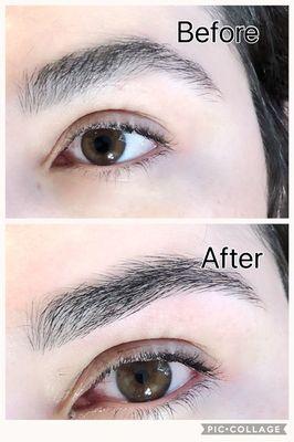 Threading before and after picture, amazing results, precise shapes,less irritation , amazing results @Dalina's.