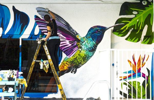 Mural in Process. "Flight" by Samara Ash.  Edgewater, Miami, Florida www.SamaraAsh.com   © Samara Ash Studio ... Bespoke Art Solutions