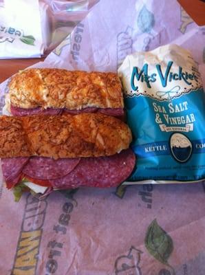 Spicy Italian Sandwich + Salt & Vinegar Chips = Happy Girl :)