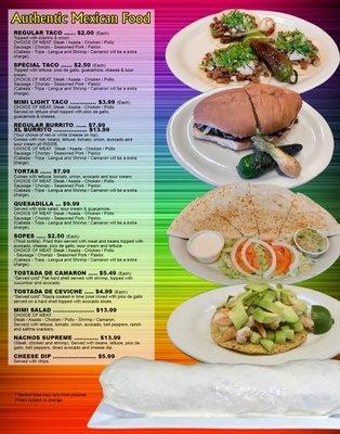 updated menu July 2020