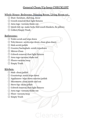 General Clean Checklist