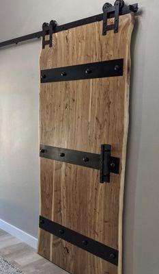 Custom red elm door built in CWP&S Custom Shop