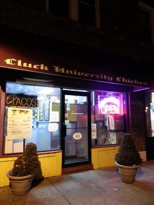 Outside cluck U at night