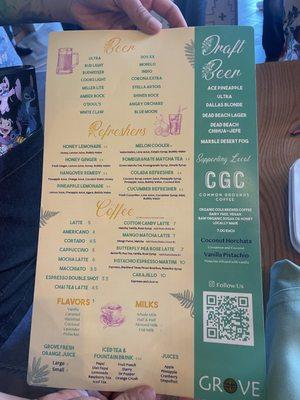 Drink menu