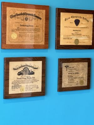 Dr Ronald's certificates