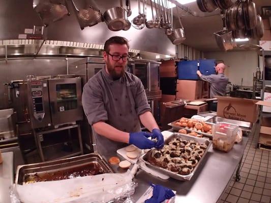 Working hard on the Dr. Pepper braised beef short rib sliders!!