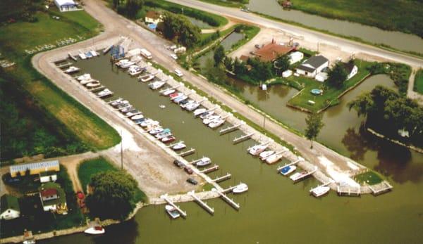 Overhead view of marina