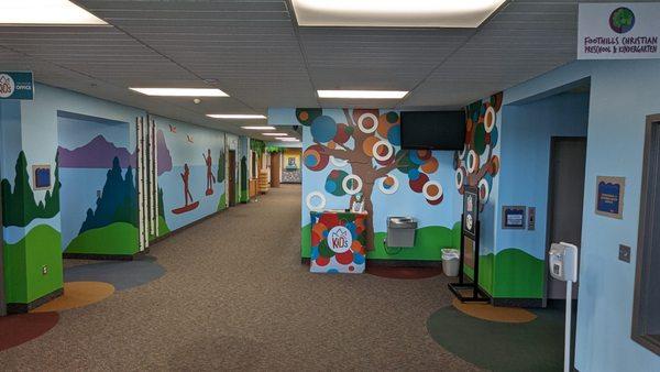 Enter the fun, colorful, outdoor themed lobby.