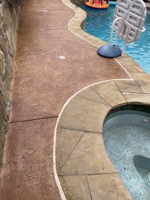 Stamped concrete around pool