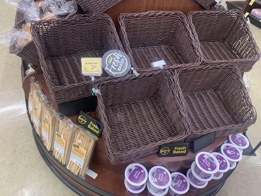 Empty fresh bread baskets