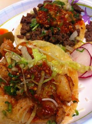 Shrimp and steak tacos!