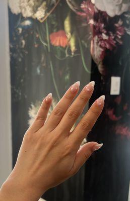 French tip almond nails by Kathy