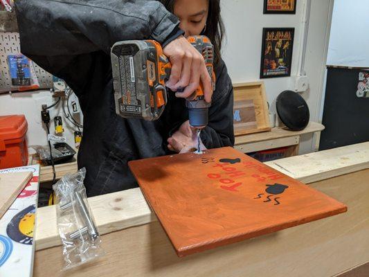 The owner hard at work assembling my tray project