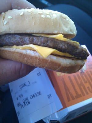 Dbl Qtr Pounder that only weighs 1/4lb, complete with rock hard moldy bun that can be used as a drum set!!!!