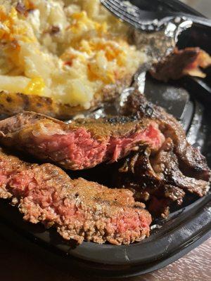 Incorrectly and unevenly cooked steak