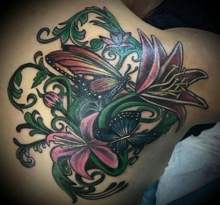 Amazing cover up of a cover up . Beautiful colors and clean shop.  Can't wait to do next one