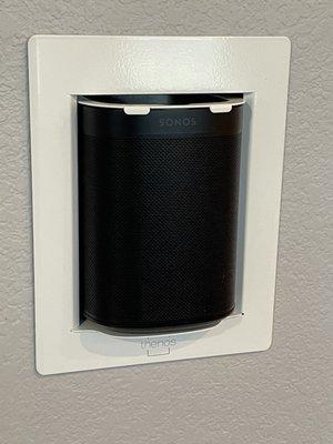 Sonos SL One wireless surround sound all you need is power source the rest is Wi-Fi to connect multiple speakers. Clean install.