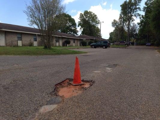 Be careful to avoid the deep potholes, or you'll be making auto repairs soon.