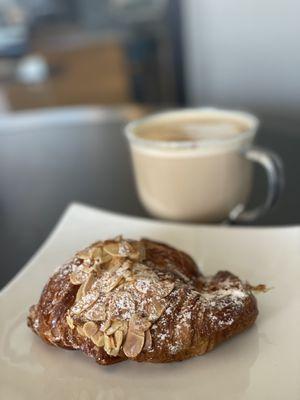 Almond Croissant and Latte