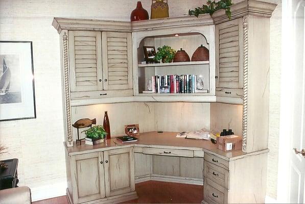 Distressed painted desk.