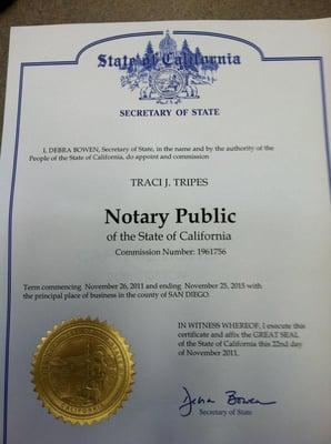 California State Notary Public since 2011.