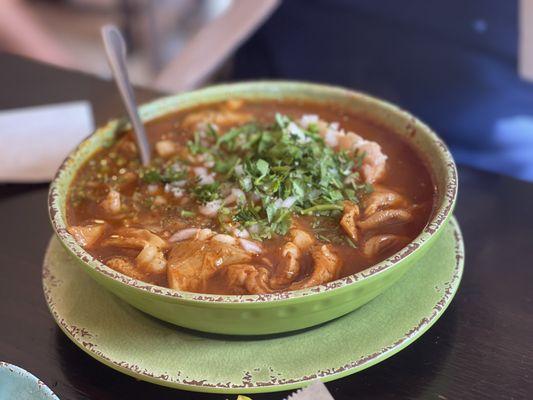 Menudo with all the toppings