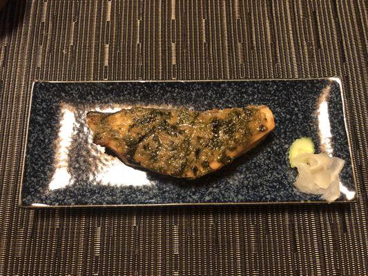 Grilled salmon with shiso and miso