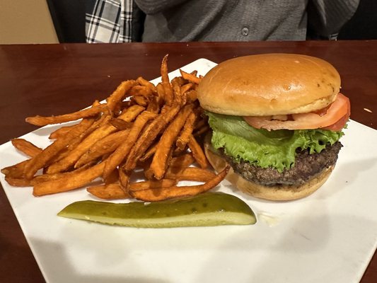 The Tavern Burger with Sweet Potato Fries