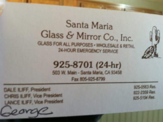 Call these guys for all your glass & mirror projects :-)