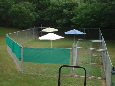 Arial view of small dog play area.