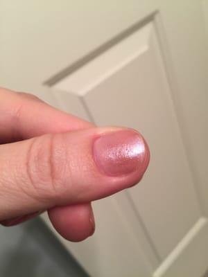 Pitted holes or bubbles in nail polish... Don't know what causes that but it's on almost all of the fingers.