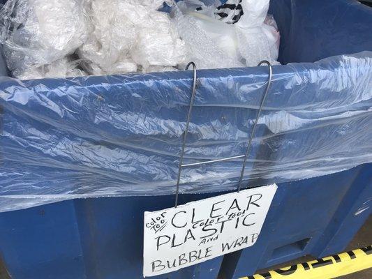 Plastic wrap, bubble wrap, grocery and mall plastic bags.