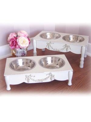 Our popular Bella Pet Feeders in white are great with your furry friends!