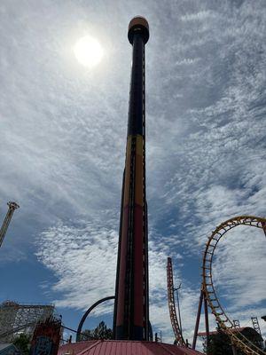 Tower of Doom! Most of Elitch Gardens isn't running on the last Saturday before school starts.  Super smart business strategy!