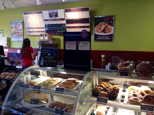 The cafe counter inside the bookstore on campus